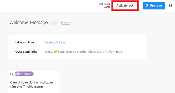 Lựa chọn mục “Activate bot”